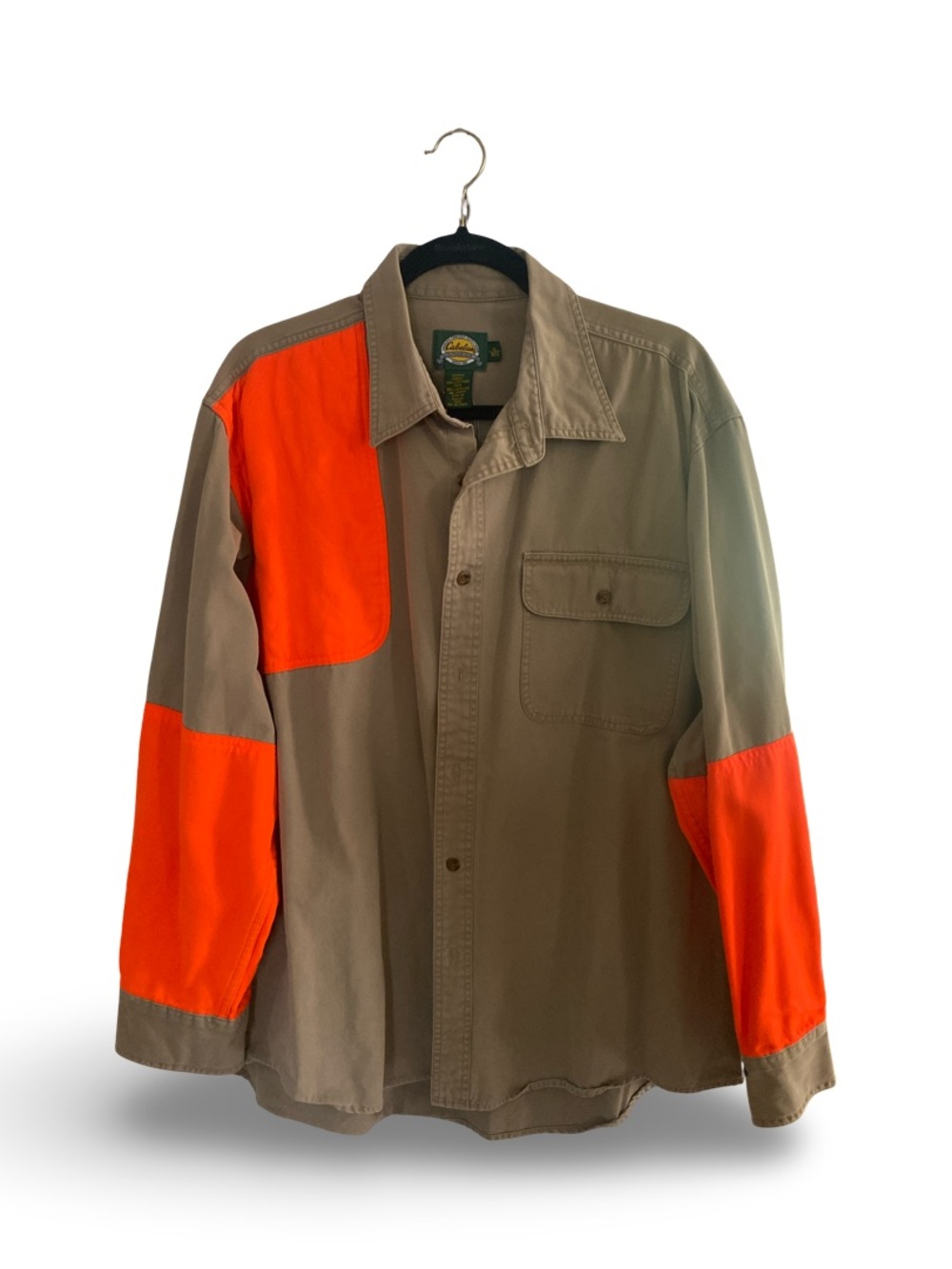 Cabela's Khaki and Bright Orange Contrast Lightweight Shirt Jacket